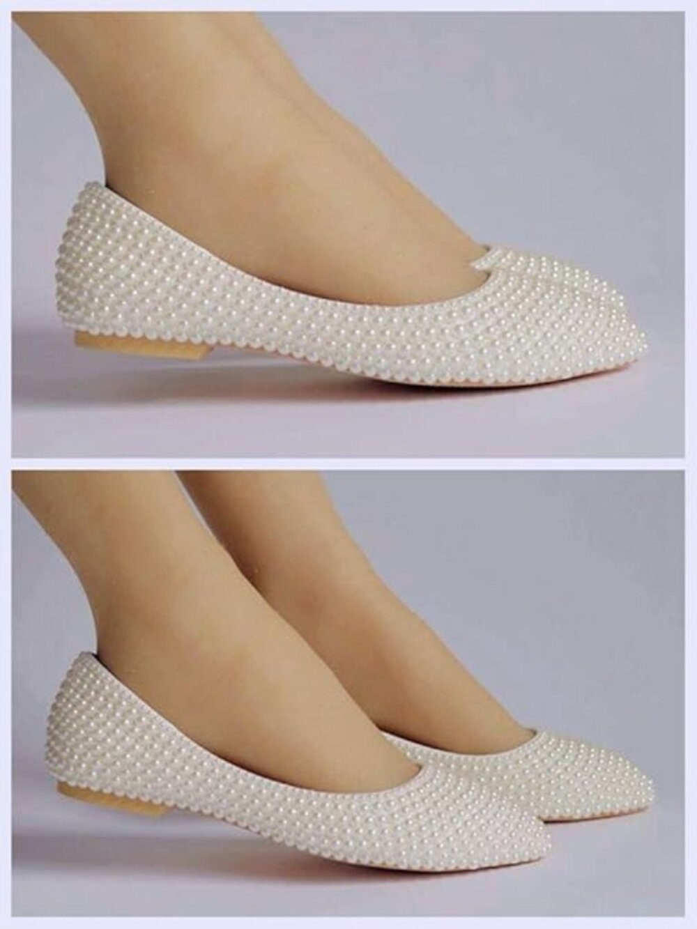 Women’s Ivory Beige Pearl Pumps Pointed Toe Kitten Heel Bridal Shoes